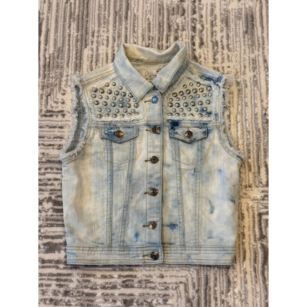 NEW Chiole Denim Architect women's small, studded denim vest MSRP $140